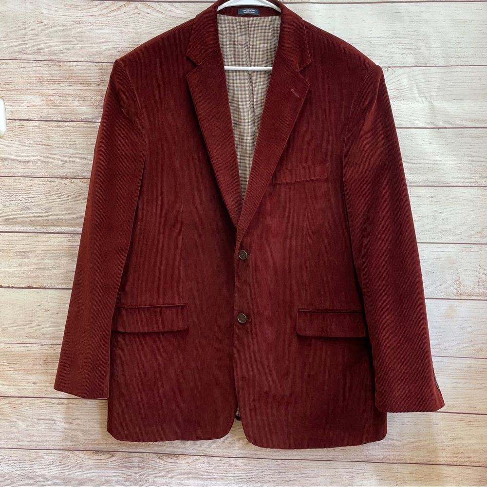 SADDLEBRED CORDUROY‎ BLAZER IN WINE - Picture 2 of 7